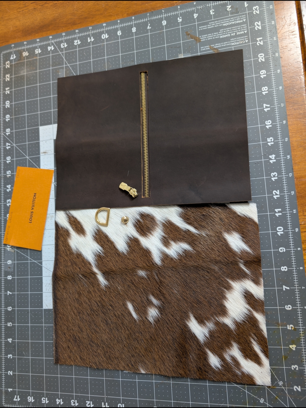Upcycled large Wristlet W Strap Made W Hair On Cowhide & Authentic LV Hardware. - Picture 11 of 13